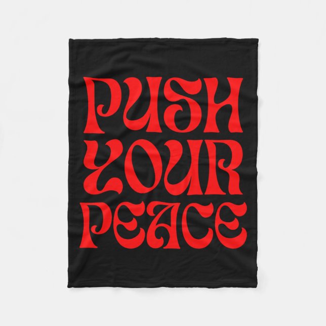 Push Your Peace Sritual Funny Cool Retro Outfit  Fleecedecke (Vorderseite)
