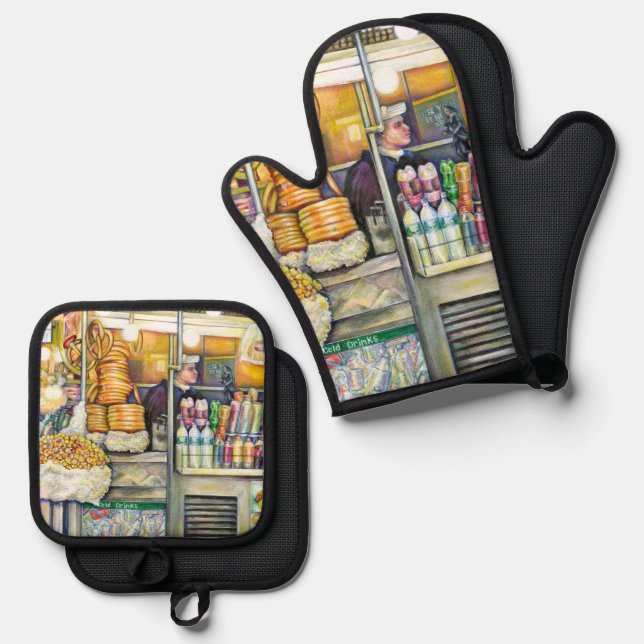Pushcart Paradies Ofenhandschuh & Topflappen-Set (Vorderseite/Rückseite)