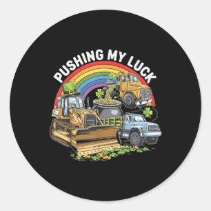 Pushing my Luck Tractor Truck St Patricks Day Todd Runder Aufkleber