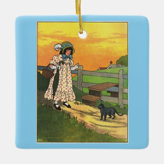 Pussy-cat Wo bist du gewesen? Mutter Goose Rhyme Keramikornament (Vorderseite)