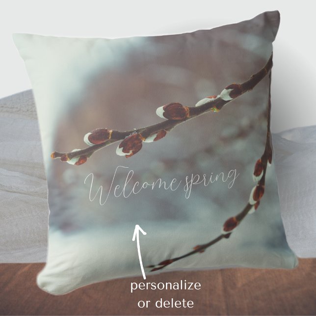 Pussy Weide Zweige mit Katkins im Späten Winter Kissen (Von Creator hochgeladen)