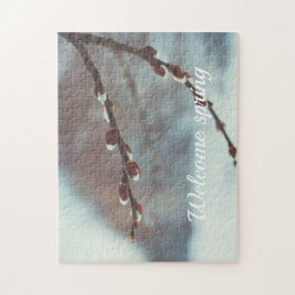 Pussy Weide Zweige mit Katkins im Späten Winter Puzzle