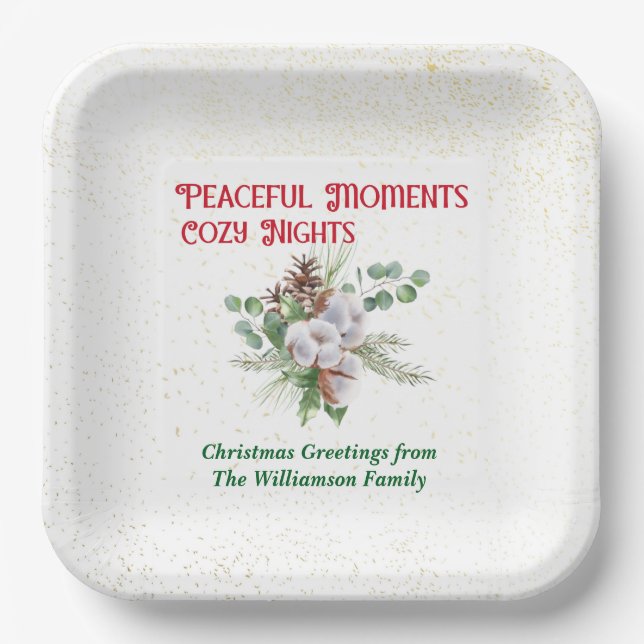 Pussy Willow Catkin Bouquet Christmas Pappteller (Vorderseite)