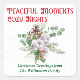 Pussy Willow Catkin Bouquet Christmas Quadratischer Aufkleber