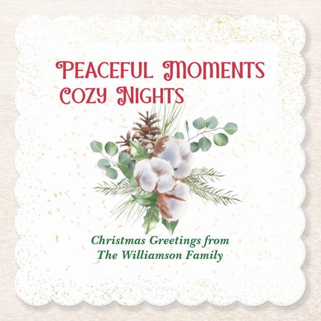 Pussy Willow Catkin Bouquet Christmas Untersetzer (Vorderseite)