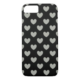 Pussywillow Gray Polka Herz auf schwarz Case-Mate iPhone Hülle
