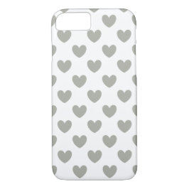 Pussywillow Gray Polka Herz auf Weiß Case-Mate iPhone Hülle