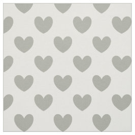 Pussywillow Gray Polka Herz auf Weiß Stoff