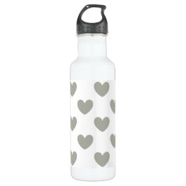Pussywillow Gray Polka Herz auf Weiß Trinkflasche