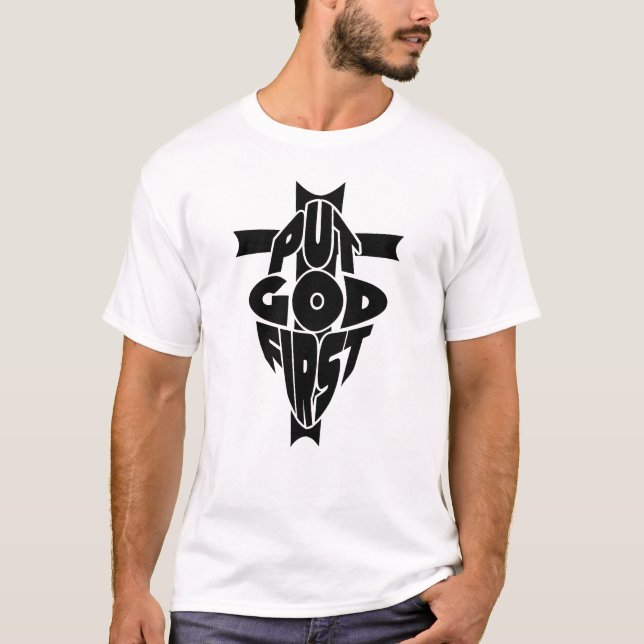 Put God First” retro-style  T-Shirt (Vorderseite)