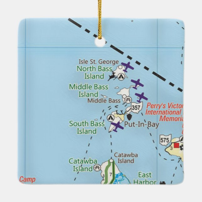 Put in Bay Ohio Vintage Map Keramikornament (Rückseite)