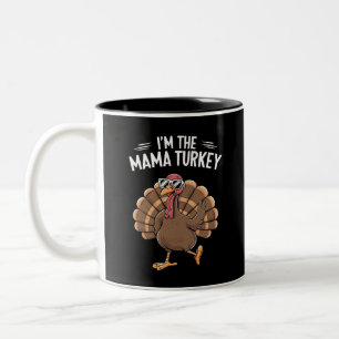Puten-Mama passende Familiengruppe Thanksgiving  Zweifarbige Tasse