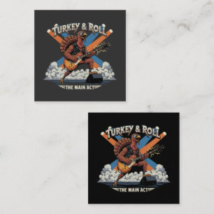 Puten & Rockwitziger Thanksgiving-Rocker-Gitarre Quadratische Visitenkarte
