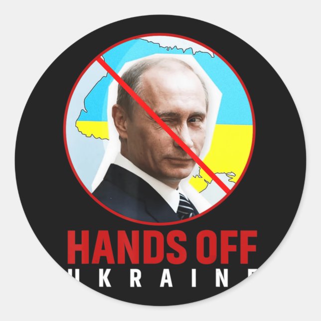 Putin Hands Off Ukraine  Runder Aufkleber (Vorderseite)