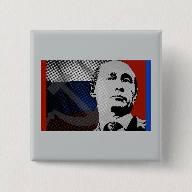 Putin mit russischer Flagge Button (Vorderseite)