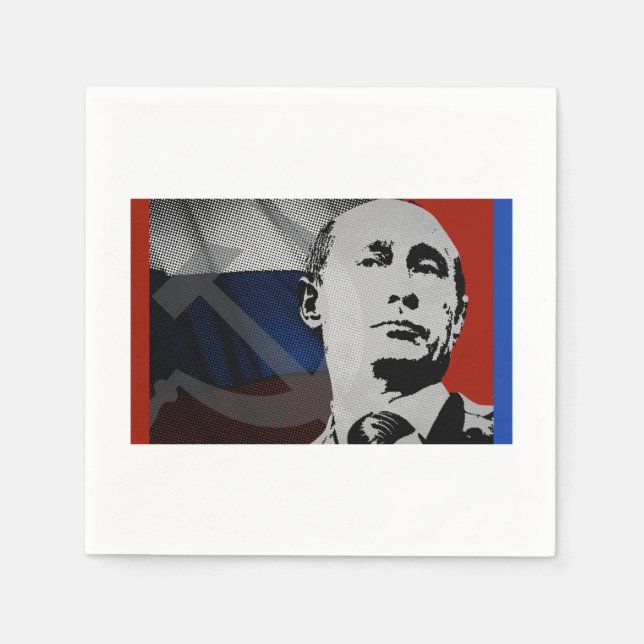 Putin mit russischer Flagge Serviette (Vorderseite)