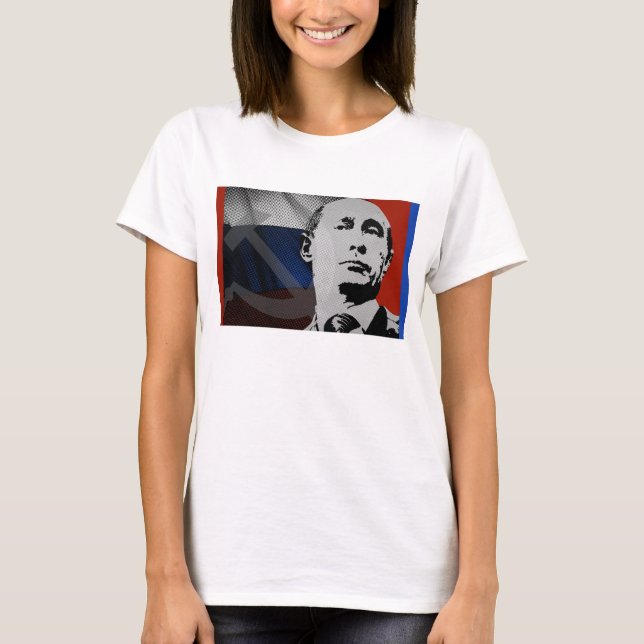 Putin mit russischer Flagge T-Shirt (Vorderseite)