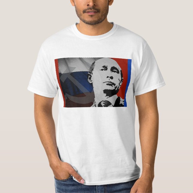 Putin mit russischer Flagge T-Shirt (Vorderseite)