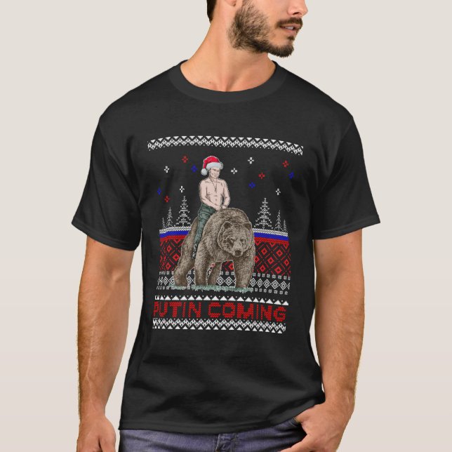 Putin trägt hässlich süßer Blyat zu Weihnachten T-Shirt (Vorderseite)