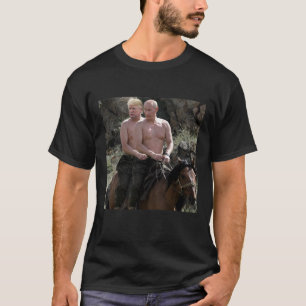 Putin Trump Reitpferd Russland Spaß T-Shirt