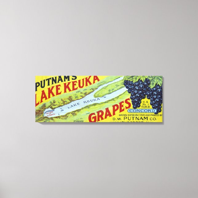Putnam's Lake Keuka Concord Trauben Label Leinwanddruck (Vorderseite)