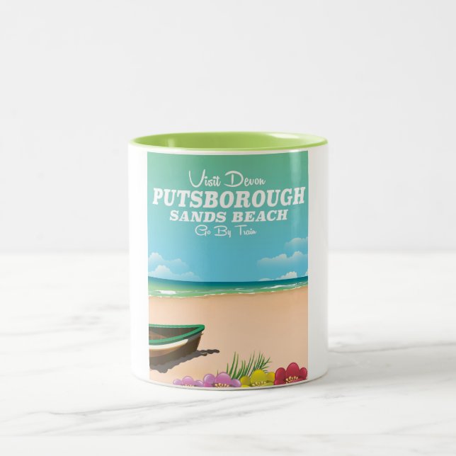 Putsborough Sands Beach Devon Reiseplakat Zweifarbige Tasse (Mittel)