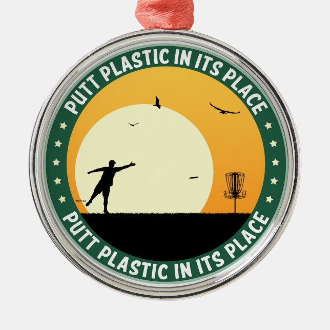 Putt-Kunststoff an seiner Stelle Silbernes Ornament (Vorne)