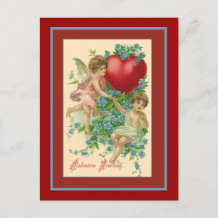 Putten und Herzen Vintage Valentinsgrüße Feiertagspostkarte