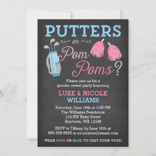 Putters oder Pom Poms Gender Reveal Party Einladun Einladung