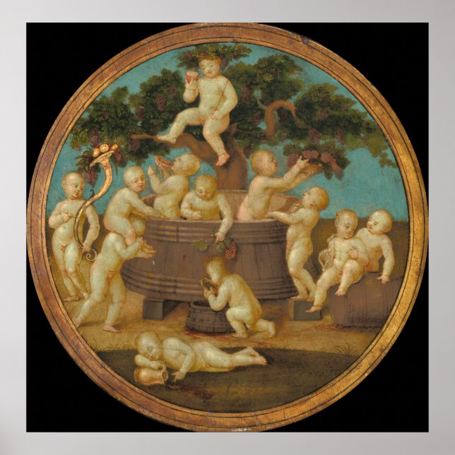 Putti mit einer Weinpresse - Raphael Fine Art Post Poster (Vorne)
