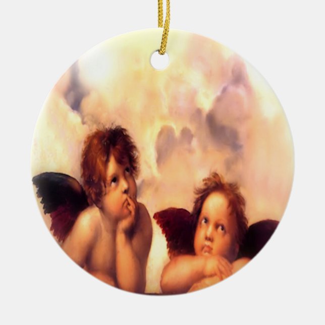 Putti Pair Angels Keramik Ornament (Vorne)