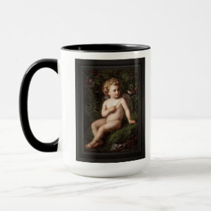 Putto Füttre eine Erdbeere zu einem Vogel Tasse