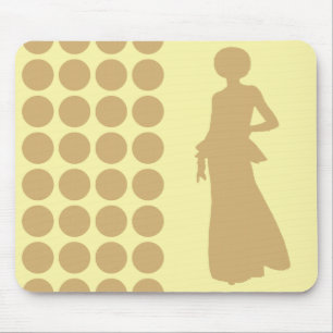Putty Cream Neutral Dots Fashion Silhouette Mousepad