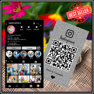 Putzfrau Reinigung Instagram Grau Housekeeping QR- Visitenkarte