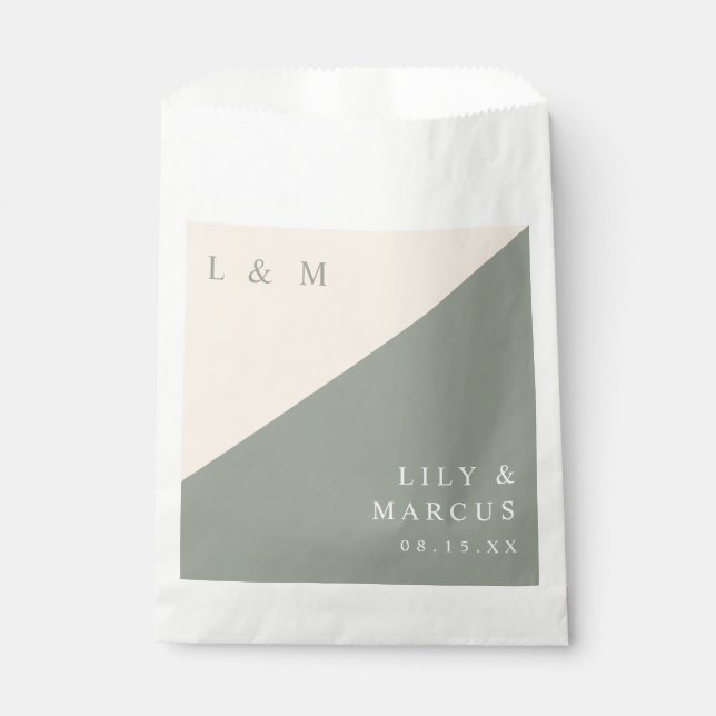 Putzgraue und creme Minimalistische Monogramm Hoch Geschenktütchen (Vorderseite)