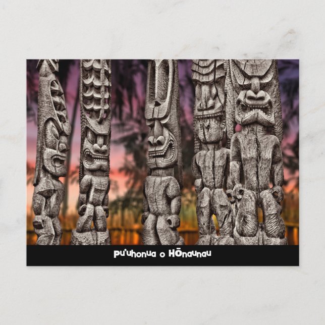 Pu'uhonua o Hōnaunau, Stammesrat Postcard Postkarte (Vorderseite)