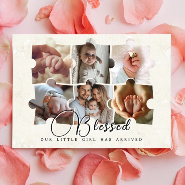 Puzzle 6 Baby Foto Collage Geburtshinweise Ankündigung (Von Creator hochgeladen)