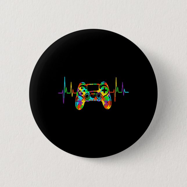 Puzzle Akzeptanz Kinder Videospiel Autismus-Bewuss Button (Vorderseite)