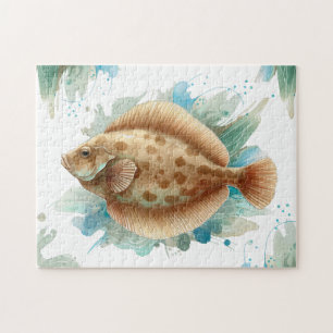 Puzzle - Aquarellfarben-Reihe: Flounder/Plattfisch