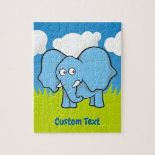 Puzzle aus Blauem Elefant Cartoon