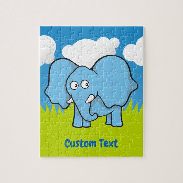 Puzzle aus Blauem Elefant Cartoon (Vertikal)
