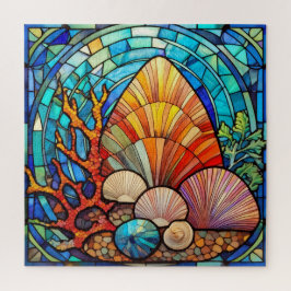 Puzzle aus Muscheln und Korallenfarben