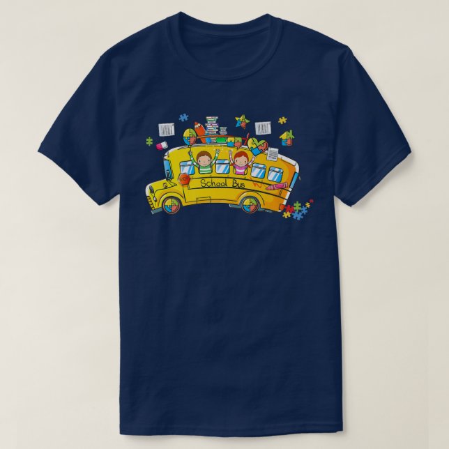 Puzzle Autism Awareness School Busfahrer Autistic T-Shirt (Design vorne)