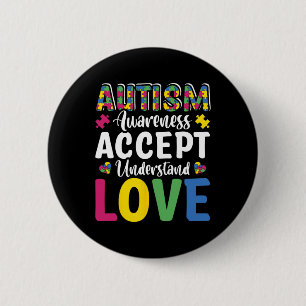 Puzzle Autismus Bewusstsein Akzeptanz Liebe Dis Button