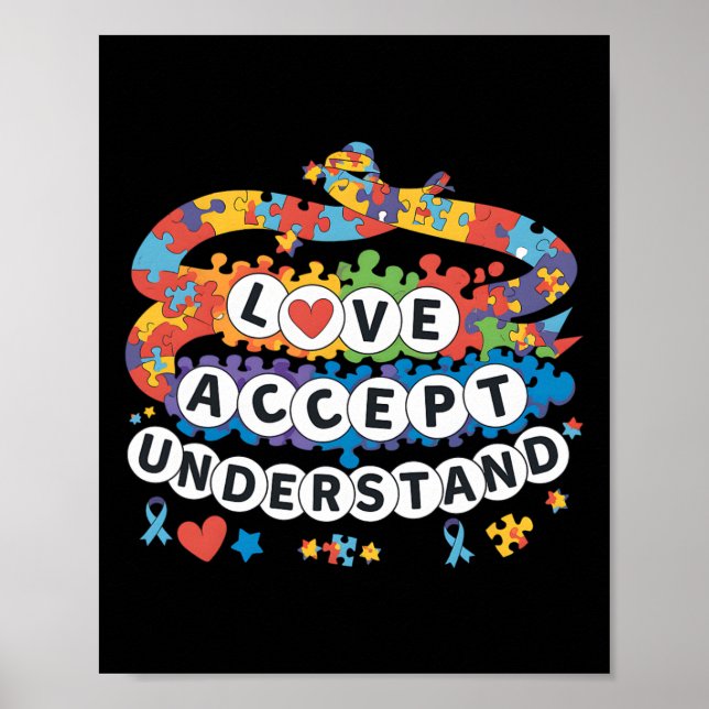 Puzzle Autismus Bewusstsein Freundschaft Bracelet  Poster (Vorne)