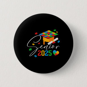 Puzzle Autistic Senior 2025 Autismus Abschluss Boy Button