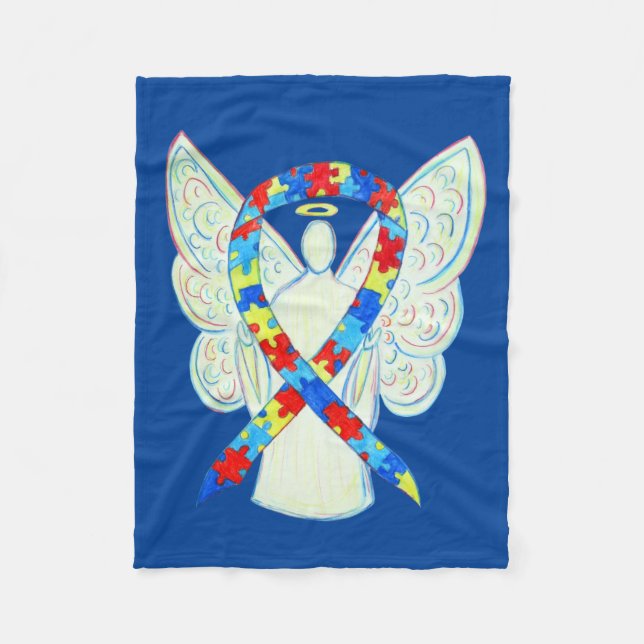 Puzzle Awareness Ribbon Engel Custom Soft Blanket Fleecedecke (Vorderseite)