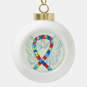 Puzzle Awareness Ribbon Guardian Angel Ornamente