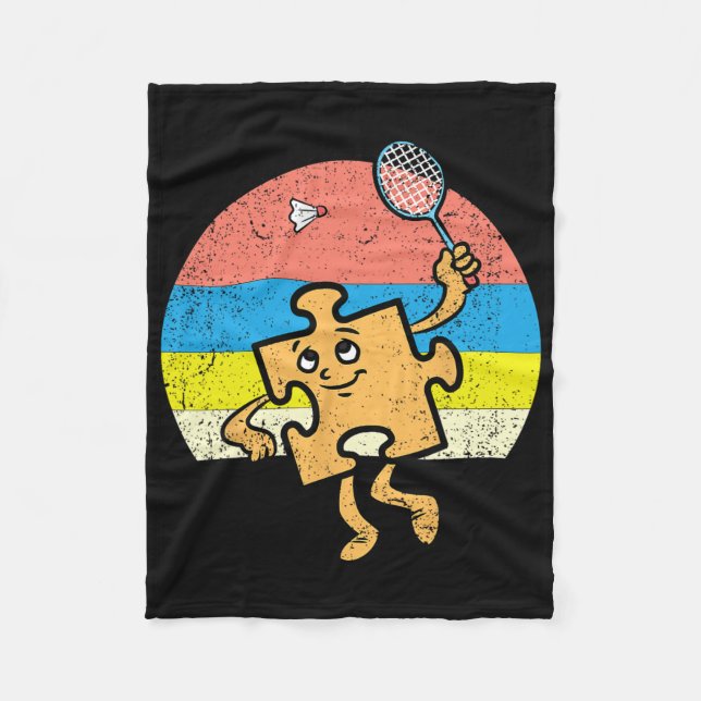 Puzzle Badminton Player Autismus Bewusstsein Autis Fleecedecke (Vorderseite)