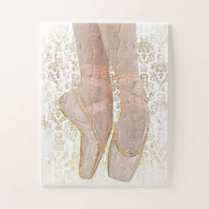 Puzzle Ballet Toe Shoes Jigsaw Puzzle - Pink Gold
